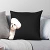 Peeking Bichon Frise Square Pillowcase Polyester Linen Velvet Pattern Zip Decor Throw Pillow Case Bed Cushion Cover
