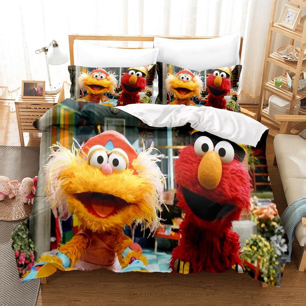 Sesame Street Anime Home Bedroom Comforte Nordic Polyester Material Suitable for Children and Adults 3-piece Set