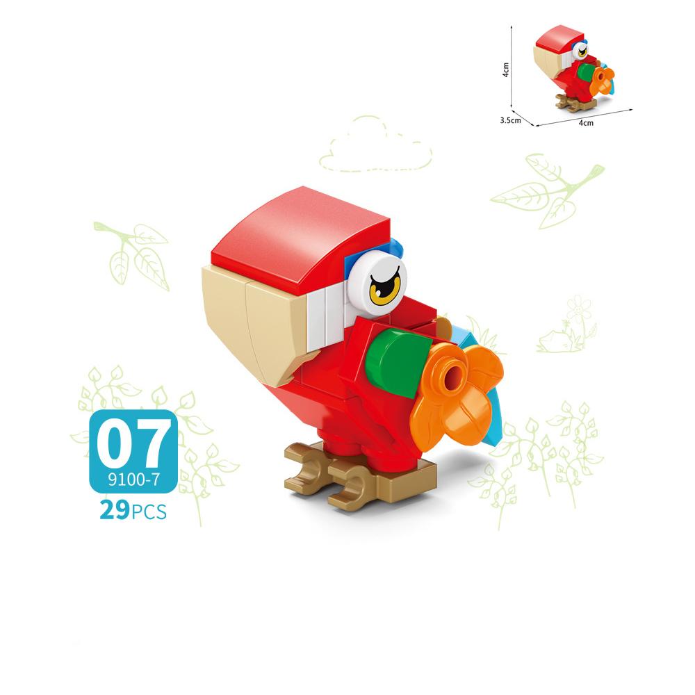 Animal Building Blocks Set Crow Parrot Peacock Eagle Flamingo Woodpecker Ostrich Red-crowned Crane Swallow Mini Brick Model Toy