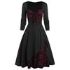 Women's Fashion Slim-fit Lace Ethnic Style Vintage Stitching Long Sleeve Flower Dress