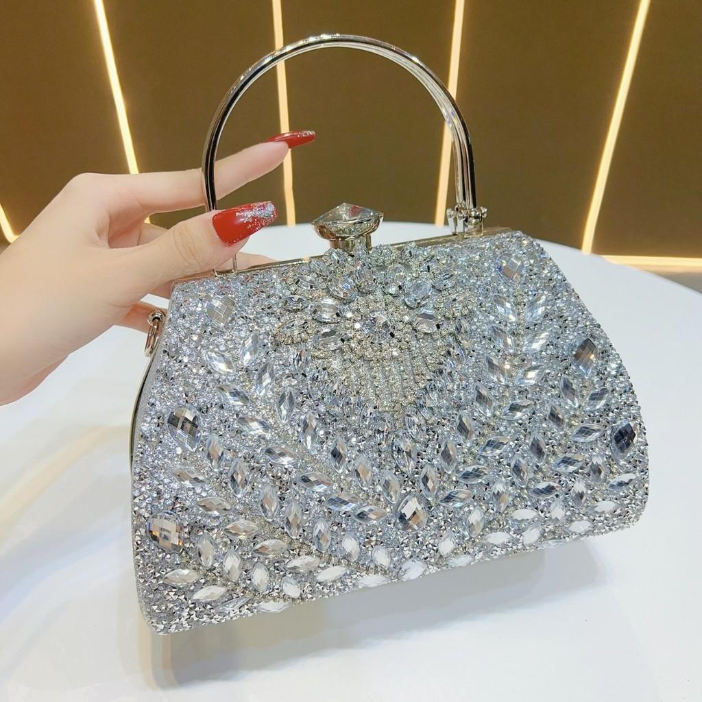 Modern Polyester Womens Clutch Bag For Evening Events With Rhinestone Decor And Lock Closure