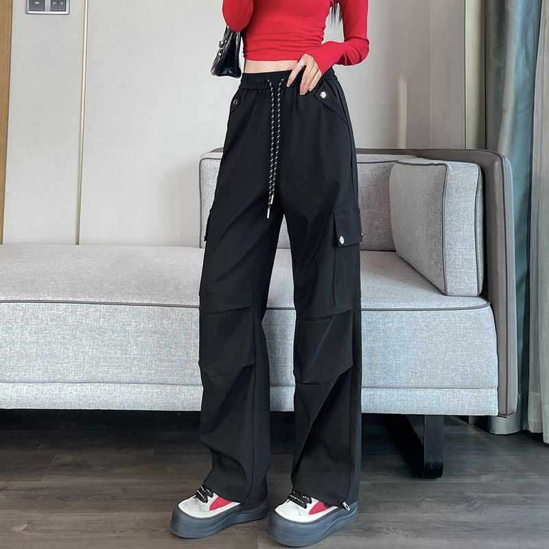 AmericanStyle Cargo Pants for Women SpringAutumn Loose Cool Style MultiPocket Mountaineering Straight WideLeg Trousers