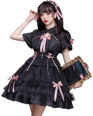 [JIURUN] One Piece Lolita Gothic Lolita Costume Lolita 3D Pattern Frill Panel Connection Cosplay Anime Bowknot Tail Large Size Mori Girl Sweet Lolita