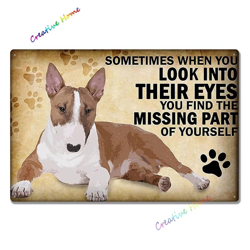 Bull Terrier Retro Tin Sign Bull Terrier Lovers Once Upon A Time Girl and Dog Wall Art Poster for Pub Bar Man Cave 8x12 Inch