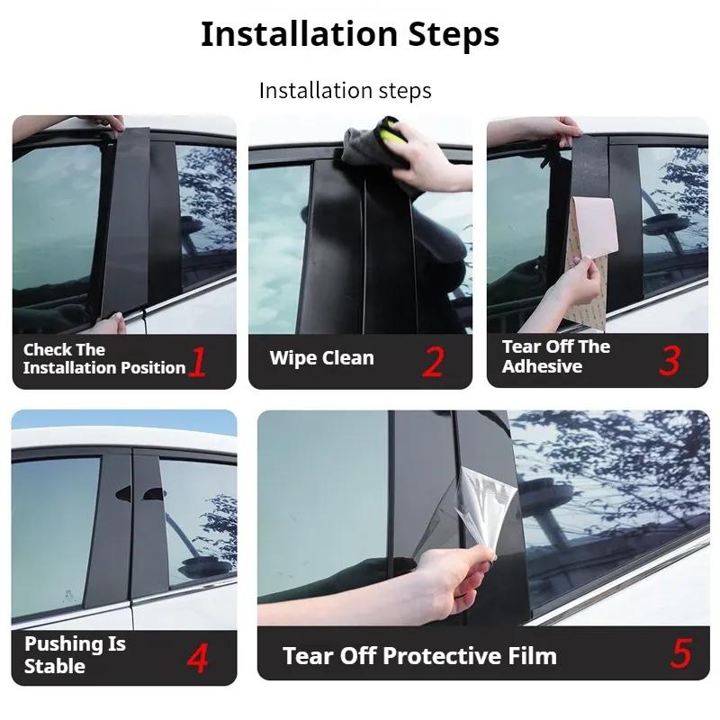 6Pcs Car Pillar Posts Door Window Trim Cover For Skoda Octavia Mk3 (5E) 2014 2015 2016 2017 2018  BC Column Sticker