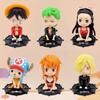 6Pcs/Set One Piece Anime Figure Q Edition Luffy Zoro Nami PVC Cute Bobblehead Collectible Model Decorations Children Toys Gift