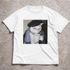Katzen- und Kaffee-Liebhaber Geschenk Kurzarm Rundhals T-Shirt Vintage Kaffee Katze T-Shirts für Männer Frauen Retro Print Lässige T-Shirts Oberteile