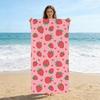 Aardbeienprint Strandlaken Microvezel Sneldrogend Absorberend Extra Groot Badlaken Zandvrij Zwemhanddoek voor Reizen Zwembad
