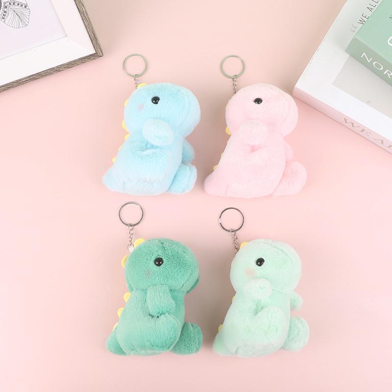 Cute Dinosaur Plush Toy Cartoon Doll Pendant Keychain Car Bag Key Ring Decor