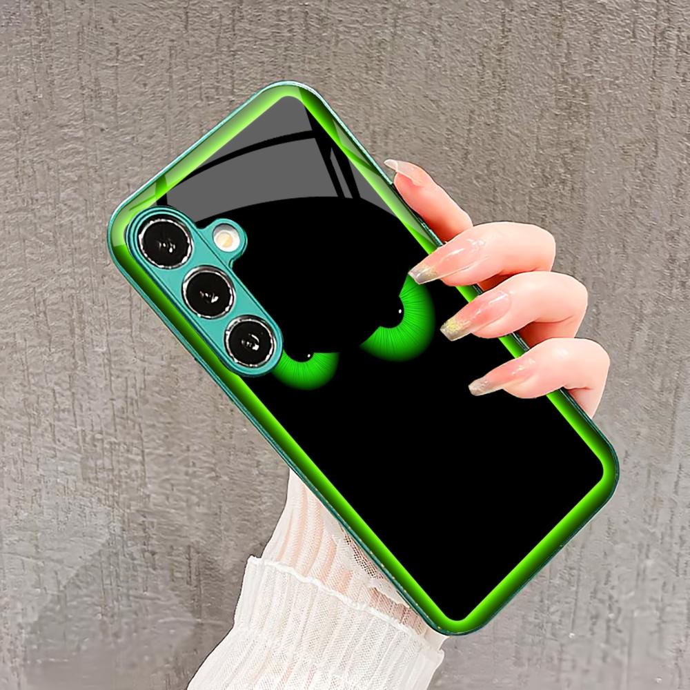 The Green Little Devil Glass PhoneCase for Samsung Galaxy S26 S25 S24 S23 S22 S21 FE Ultra Plus Built-in Glass Green Exquisite