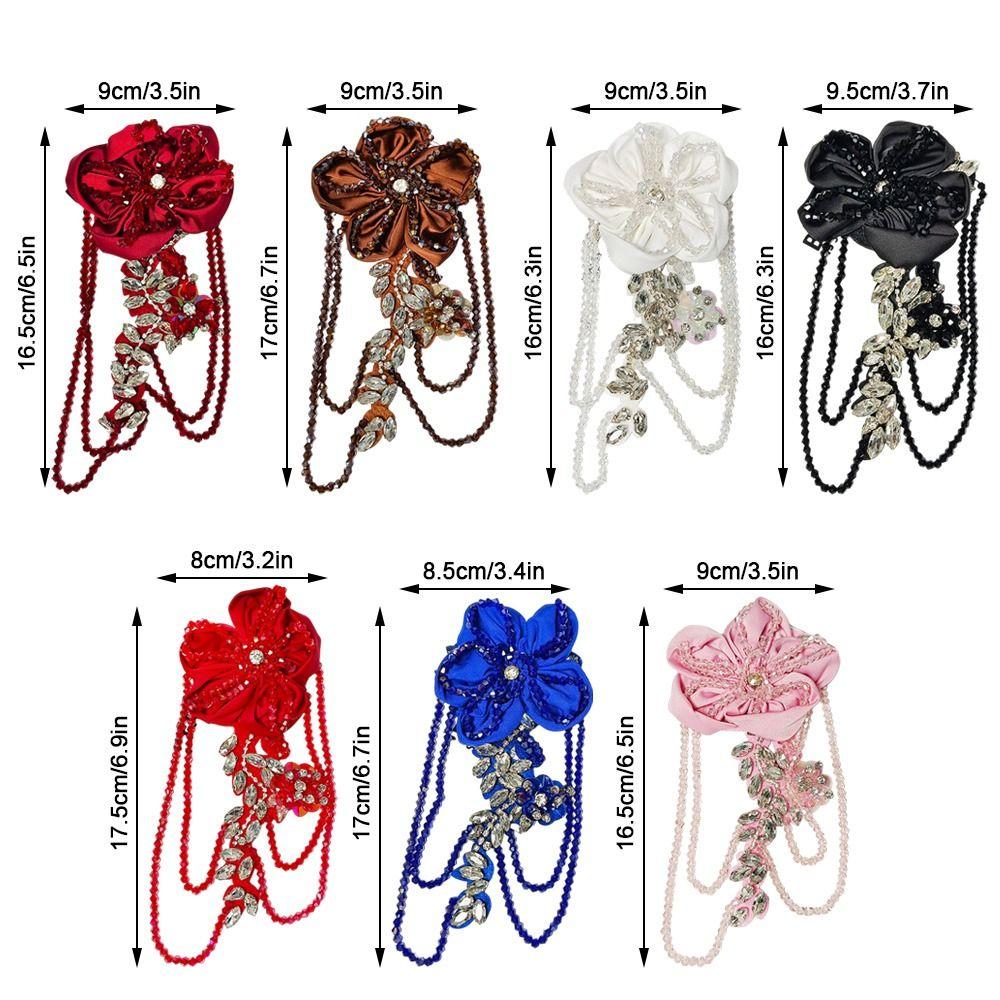 Hand Sewn Crystal Tassel 3D Shape Handmade Flower Fabric Flower  Clothing Embellishment