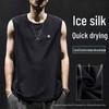 Men's Quick-Dry Camouflage Ice Silk Sleeveless Vest - Loose Fit, Large Size, Trendy Sports T-Shirt
