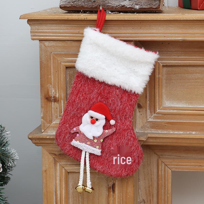 Cross-Border Plush Christmas Stockings with Hanging Legs - Medium Ornament for Tree or Home Décor