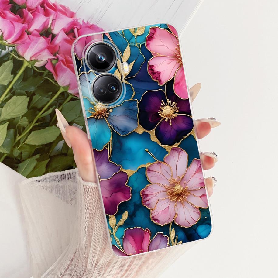 For Cover Realme 10 Pro Plus 5G Phone Case Fashion Butterfly Flower Soft Clear Silicone Funda For Realme 10 Pro 10Pro+ 5G Bumper