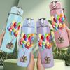 1PC Multi‑Color Party Balloon Bunch Print 750ml Color Plastic Sports Water Bottle Leakproof Flip Straw Lid Suitable for Sports Office Home Use