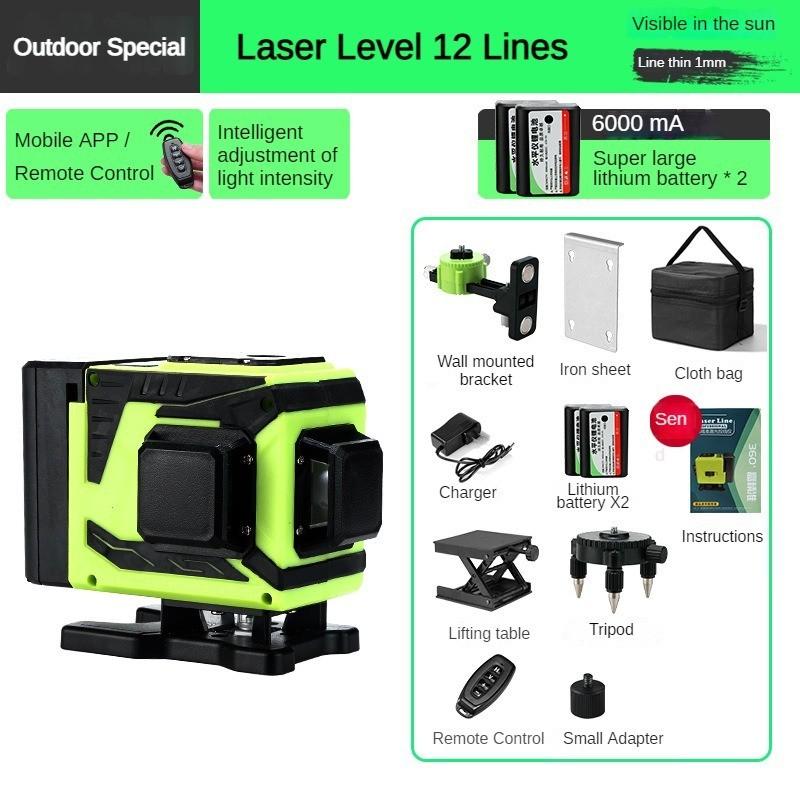 4D 8/12/16 Line Green Light Automatic Leveling Level 360° Horizontal and Vertical Cross Measurement Tool New Infrared Mini Laser Level