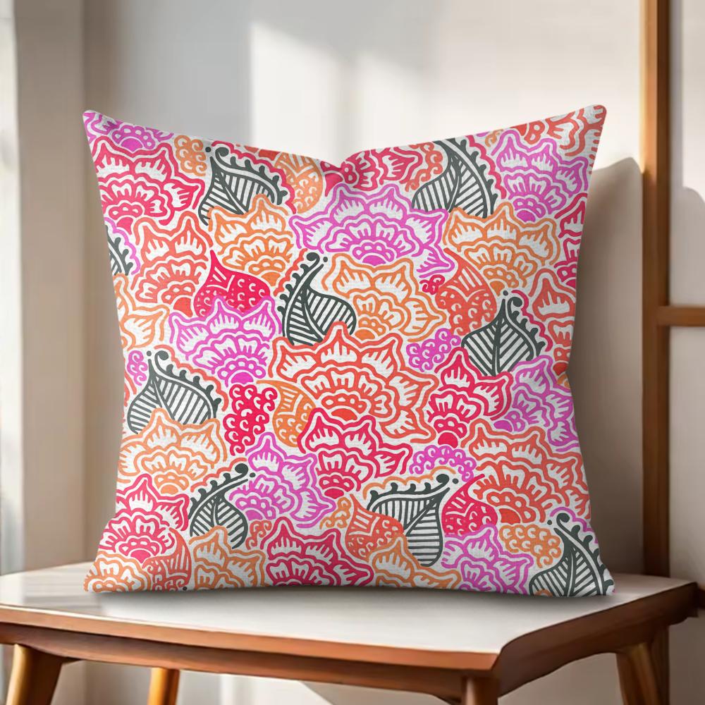 Garden Flowers Cushion Cover Natural Linen Organic Fabric DoubleSided Printing Couch Pillow Covers Home Decor