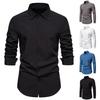 Heren overhemd revers slim fit single-breasted zachte knopen lange mouw ademend formele zakelijke stijl heren kantoor top