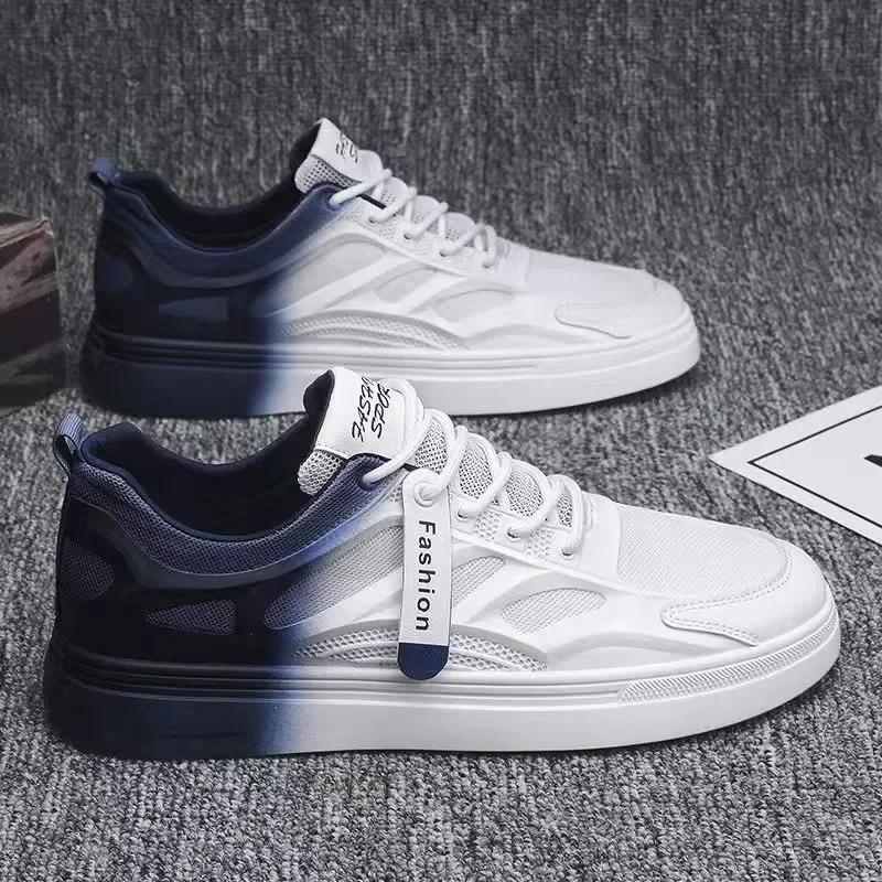 Fashion Summer Men's Shoes Fashion Mesh Casual Sneakers Platform White All-match Breathable Running Shoes Male Flat Lace-up Tennis Shoe