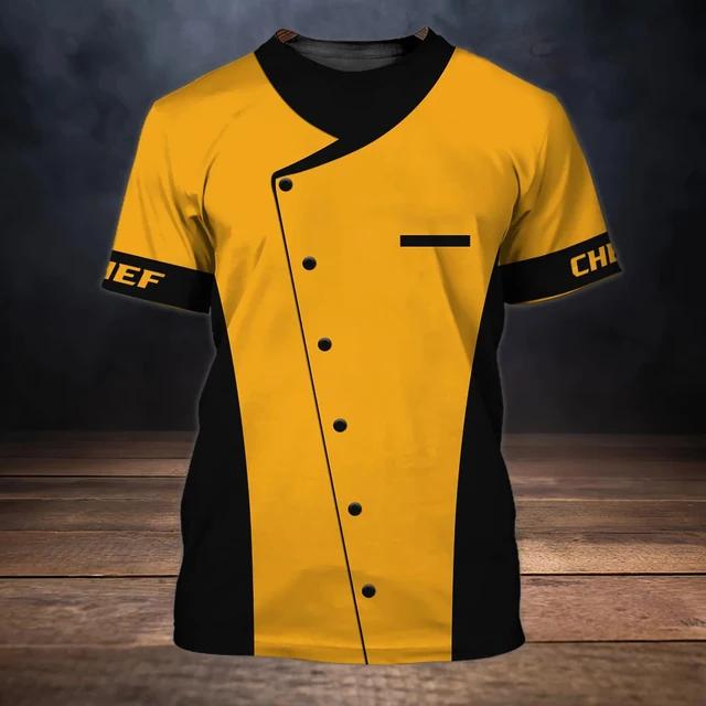Chef Shirt Herren-T-Shirts, 3D-individuell bedruckte Herrenbekleidung, O-Ausschnitt, übergroß, günstige Kurzarm-Tops, Mode, Punk, Streetwear, 6XL