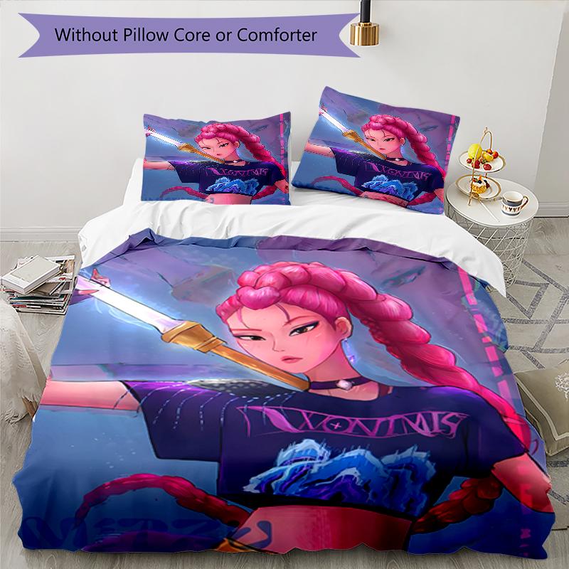 3pcs KPop Demon Hunters MIRA2 Design Cover Set - HD Printed Bedding with 1 Cover and 2 Pillowcases - Perfect for Home and Dorm Decor