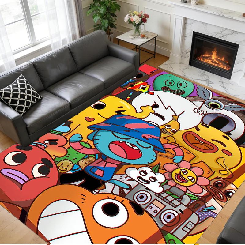 Antislip Kristalfluweel Vloerkleed, Amazing World of Gumball Ontwerp Tapijt voor Binnen Woonkamer Slaapkamer Huisdecoratie