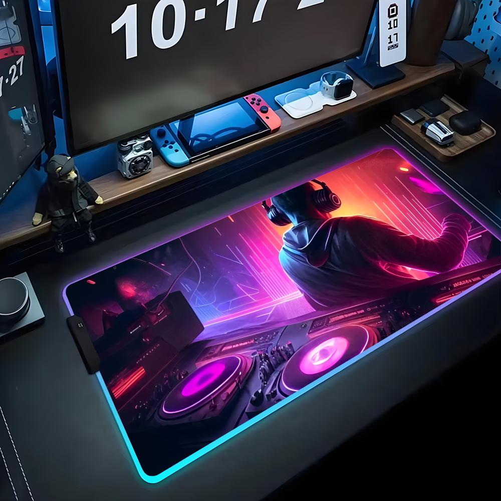 Music Dj Mouse Pad RGB Gaming Mousepad Big LED Pad PC Desk Mat Luminous Mouse Pad Large Keyboard Mats Table Rug With Backlit