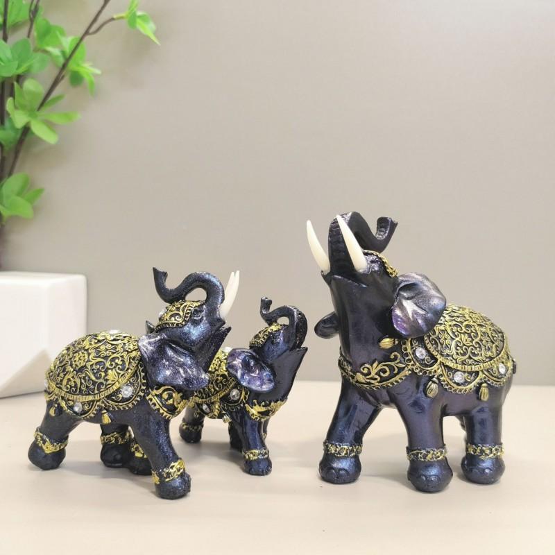 Figurine d'Éléphant en Résine Ornement Décoratif Artisanat Fait Main Présentoir pour Bureau à Domicile Bureau Cadeau