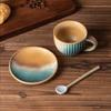 Simple Antique Kiln-changed Vertical Pattern Coffee Cup, Advanced Multi-purpose Handmade White Porcelain Ceramic Cup, Water Cup, Milk Cup, Mixing Cup