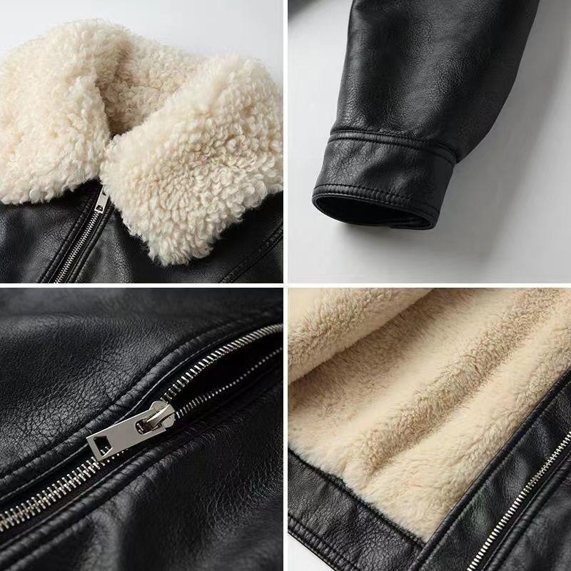 Veste en cuir pour femme, nouvelle veste en cuir biker pour femme automne/hiver, veste courte taille haute, épaisse pour femme