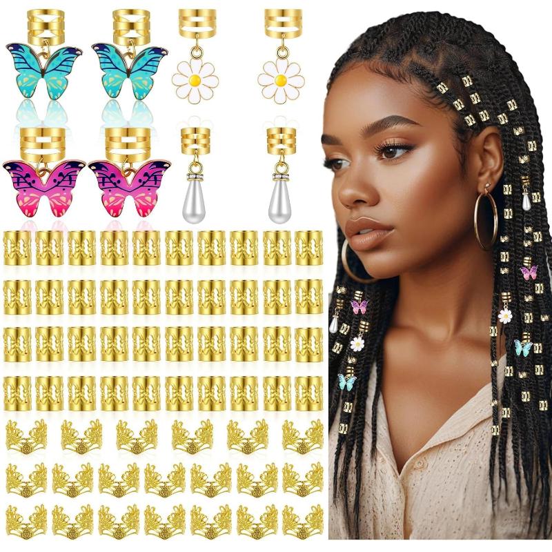 Dreadlock Accessories Bulk Set Alloy Spiral Braid Clips Gold Silver Colors Diy Festival Party Hair Jewelry Unisex Styling Kit