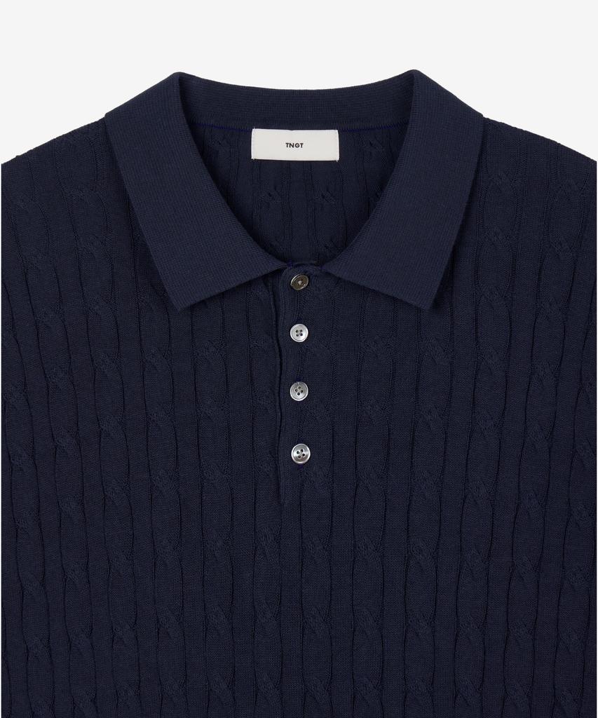 Tienjiti Cable Polo Washable Knit (Navy) Tnsw6E206N2
