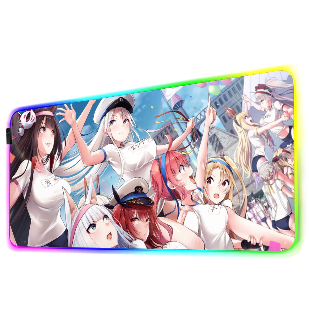 Azur lane Muismat RGB Gaming Muismat Grote LED Mat PC Bureau Mat Lichtgevende Muismat Grote Toetsenbordmatten Tafelkleed Met Achtergrondverlichting