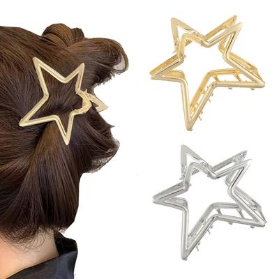 1 Peça Presilhas de Cabelo de Metal Recortadas Estrela de Cinco Pontas Acessórios Para Mulheres Parte Traseira da Cabeça Presilha Tubarão Acessórios Coreanos Y2k Moda