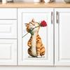 Creative Flower-giving Orange Cat Living Room Entrance Home Wall Decoration Stickers