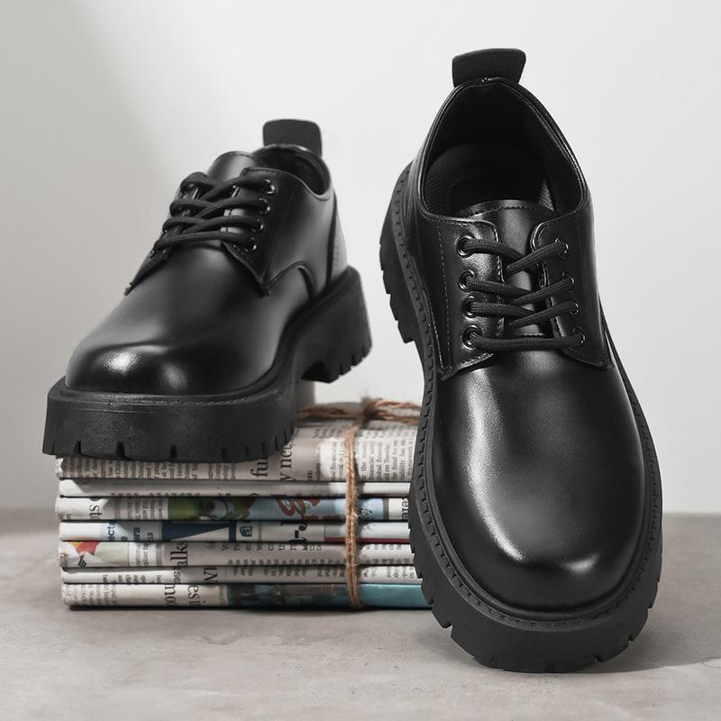 Autumn  New Men's Business Derby Shoes Black Leather Loafers for Men Chef Shoes Men's Korean Platform Formal Dress Footwear