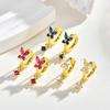 Colorful Zircon Pendant Butterfly Hoop Earring For Women, Fashion Elegant Women CZ Dangle Accessory