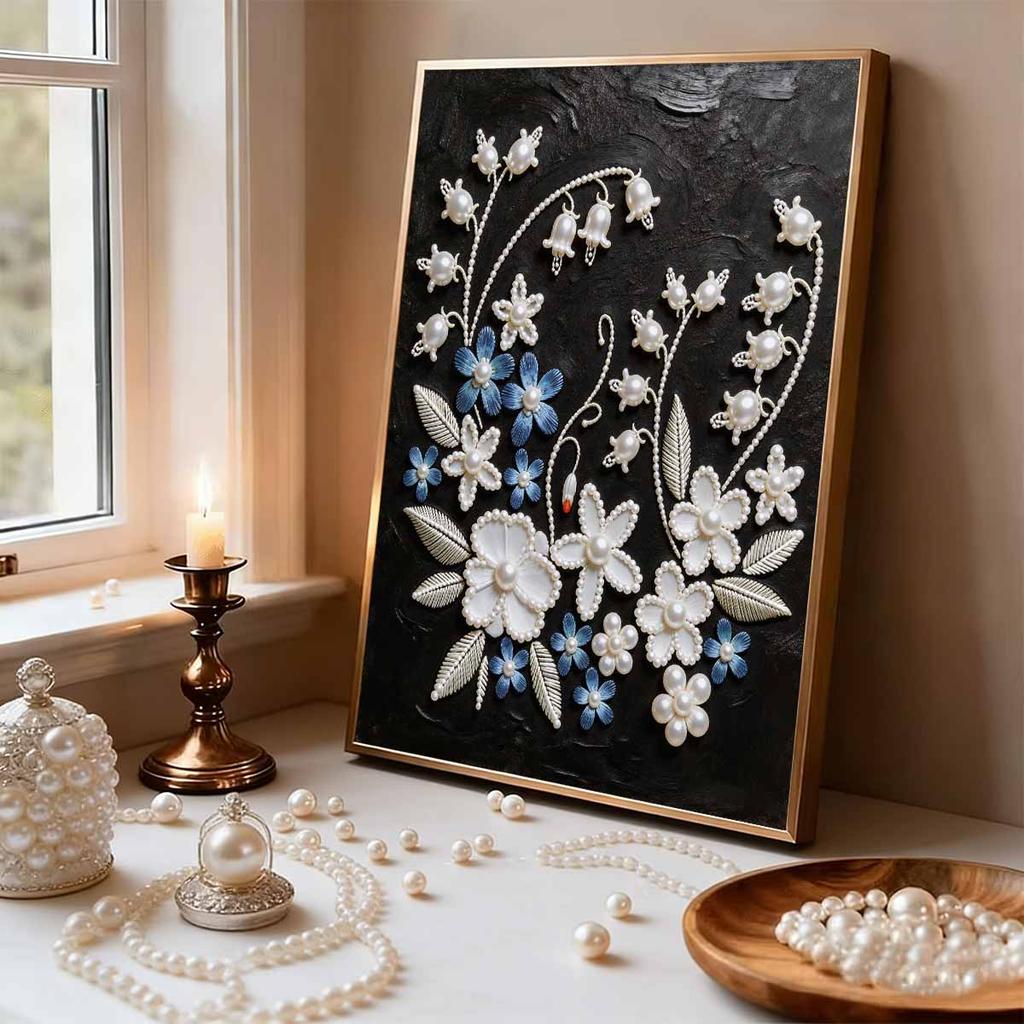 DIY Beautiful Little Flower Pearl Art Painting for Home Wall Decor Arts Craft  for Adults/Beginners Gift Idea Home Decor Without Frame
