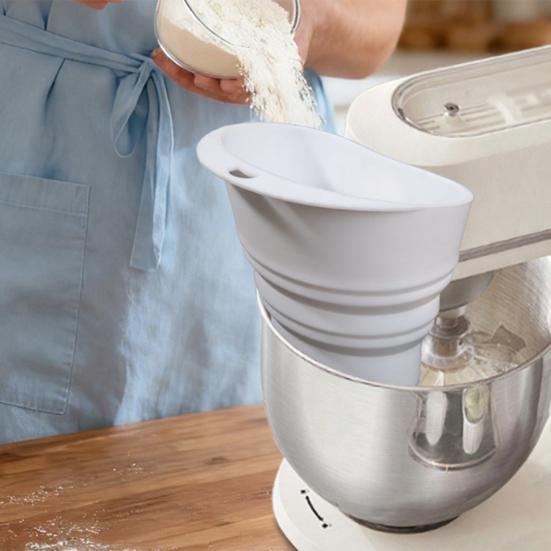 Folding Kitchen Funnel for KitchenAid Mixer Silicone Wet And Dry Ingredient Funnel Dishwasher Safe Attachment Leak-Proof Spill-Proof Cooking Accessory