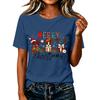 Women's Casual Christmas Printed Short Sleeve T-Shirt with Festive Holiday Design