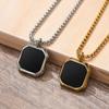Men Stainless Steel Geometric Square Pendant Necklace Casual Punk Boy Gift Jewelry