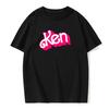 Men Summer Fashion Cotton T-Shirt Pink Ken Letter Print Tops Tees Unisex Casual O-Neck Clothing Short Sleeve Harajuku Streetwear