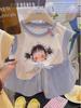 Girls' Dopamine Style Color Block Print Sleeveless Two-Piece Set - Cute Summer T-shirt and Shorts