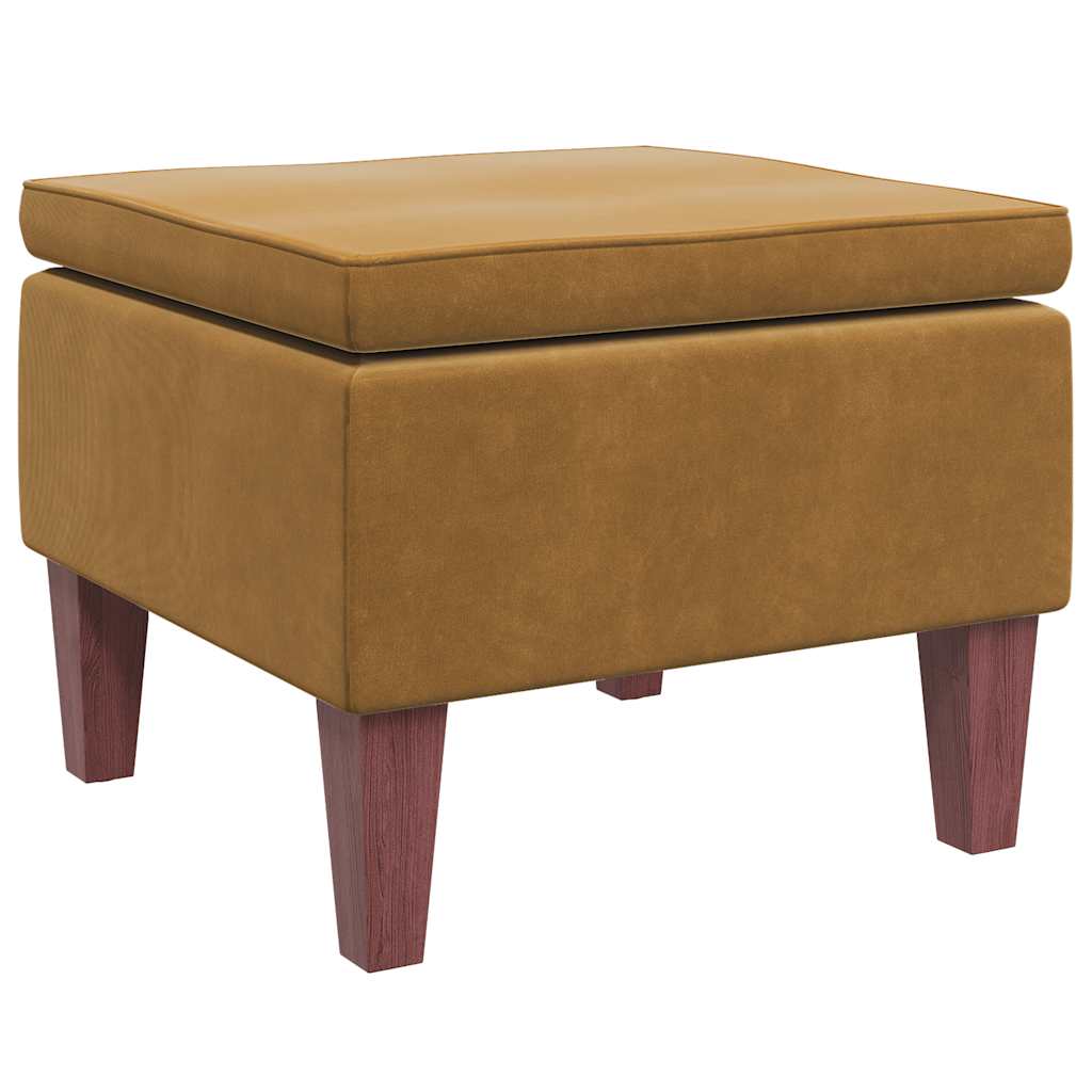 Vidaxl Footstool with Wooden Legs, Brown, Upholstered In Velvet
