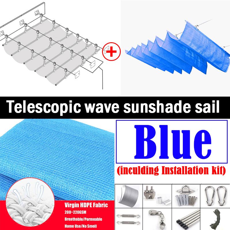 Width 3m Outdoor Telescopic Sun Shade Sail UV Resistant Swimming Pool Shading Cover Patio Pergola Retractable Shading Cover