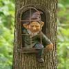 ROYAUME-UNI! Statue d'elfe à l'extérieur de la porte/fenêtre, décoration d'arbre, nain de jardin coquin