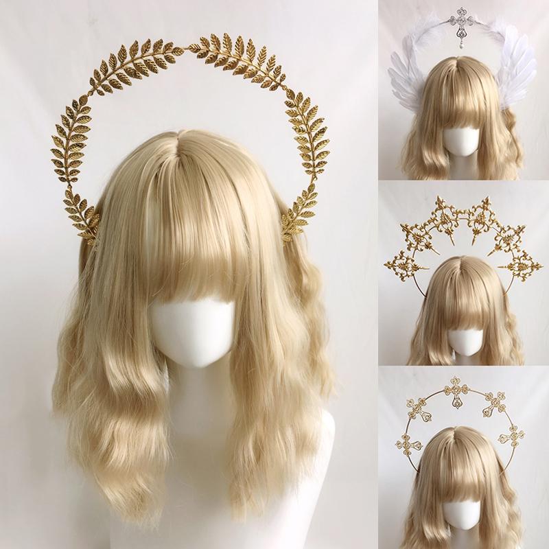 1Set Halo Crown Angel Feather Wings Headpiece Halo Goddess Headband KC Headdress Headdress Accessories Gothic Lolita