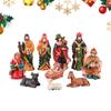 10 db Karácsonyi Betlehem Készlet Díszek Betlehem Kézműves Díszek Miniatűr Vallásos Gyanta Betlehem Jézus Figurák szett