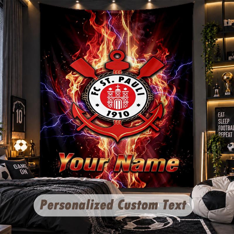 TapestryFC St. Pauli Custom Name Text Personalized Wall Hanging Tapestry Home Wall Decor