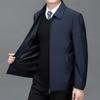 Men's Business Casual Mid-Season Administrative Jacket with Plus Velvet for Middle-aged Fathers